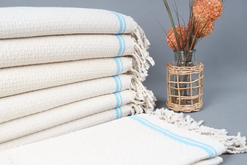 Turkish Beach Towel Personalized Turquoise Striped, 36x67 Inches