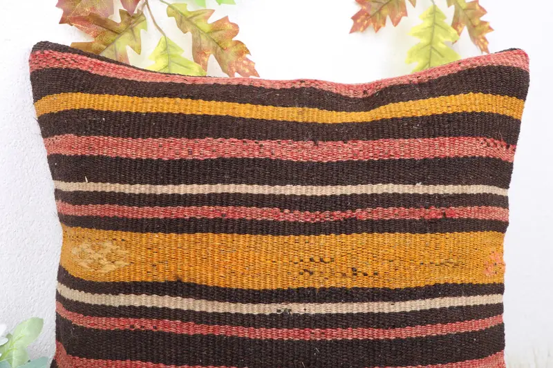 Kissenbedeckung, handgefertigter Teppichsitzkissenbedeckung, Vintage Kilim -Kissen, türkisches Kissen, 18x18 Rote Kissenabdeckung, Vintage -Kissen - 5