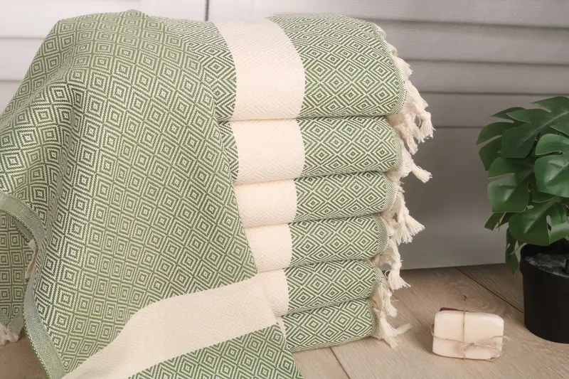 Olive Green Cotton Tea Towel 20x36 Inches, Kitchen Towel, Monogram