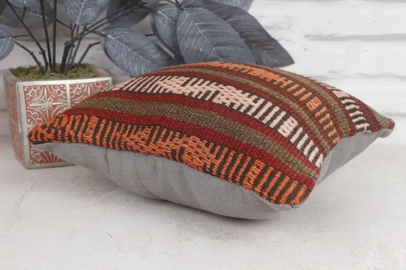Armchair Cushion Case, Accent Throw Pillow, Lounge Throw Pillow Sham, Antique Pillows, Pillow for Sofa, Kilim Pillow, Pillow Case, 12x12 Red Pillow - 6