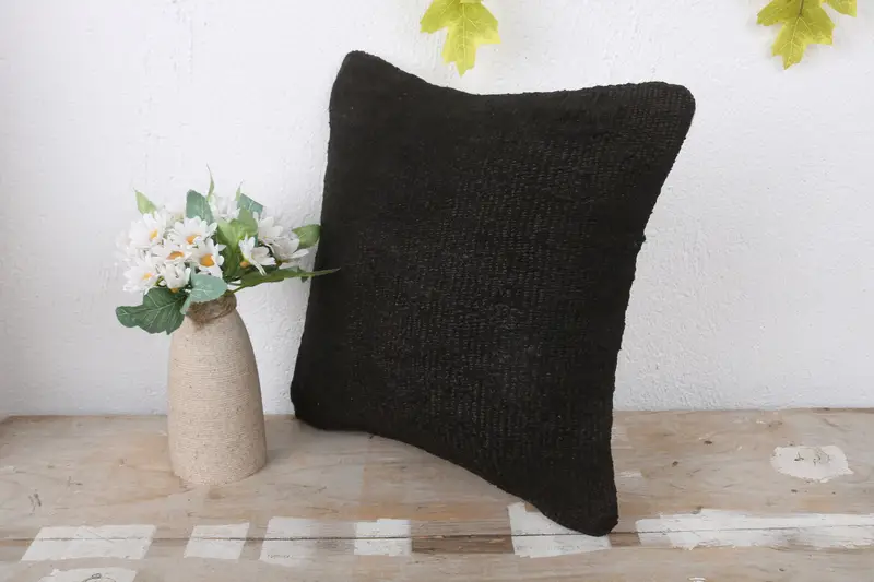 Vintage Kilim Throw Pillow, 12x12 Brown Pillow Cover, Vintage Pillow, Ethnic Throw Pillow Sham, Handmade Kilim Cushion, Pillow Case - 4