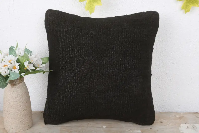 Vintage Kilim Throw Pillow, 12x12 Brown Pillow Cover, Vintage Pillow, Ethnic Throw Pillow Sham, Handmade Kilim Cushion, Pillow Case - 2