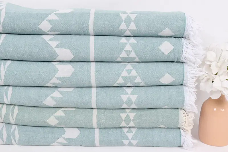 70x60 Cotton Geometric Towel, Turkish Blanket, Decorative Blanket, Christmas Tablecloth, Turkish Bedspread, Bridesmaid Gift, Custom Wedding Gifts - 3