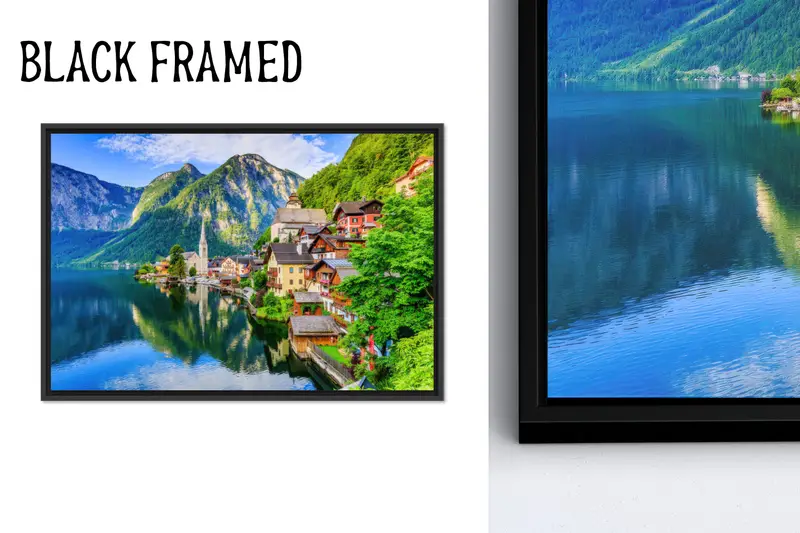 Avusturya Alpleri Kanvas Tablo: Dağ, Göl, Orman Doğa Manzarası Baskı