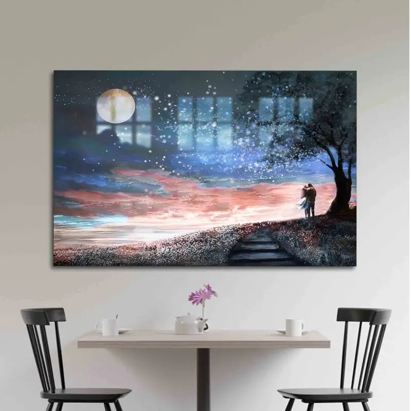エレガントなプリントガラス 月と星空の恋人への贈り物