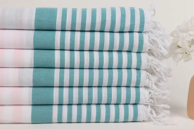 Turkish Towel USA, Bath towel, 68x36 Cotton Striped Towel, Housewarming Gift, Wedding Hand Made Gift, Holiday Towel, Mother Of The Groom Gift - 3