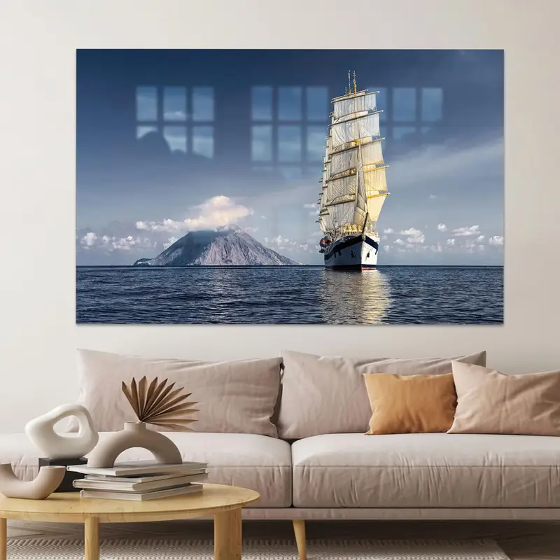 Zarif Baskılı Cam: Ev ve Ofis için Kıyı Deniz Manzaralı