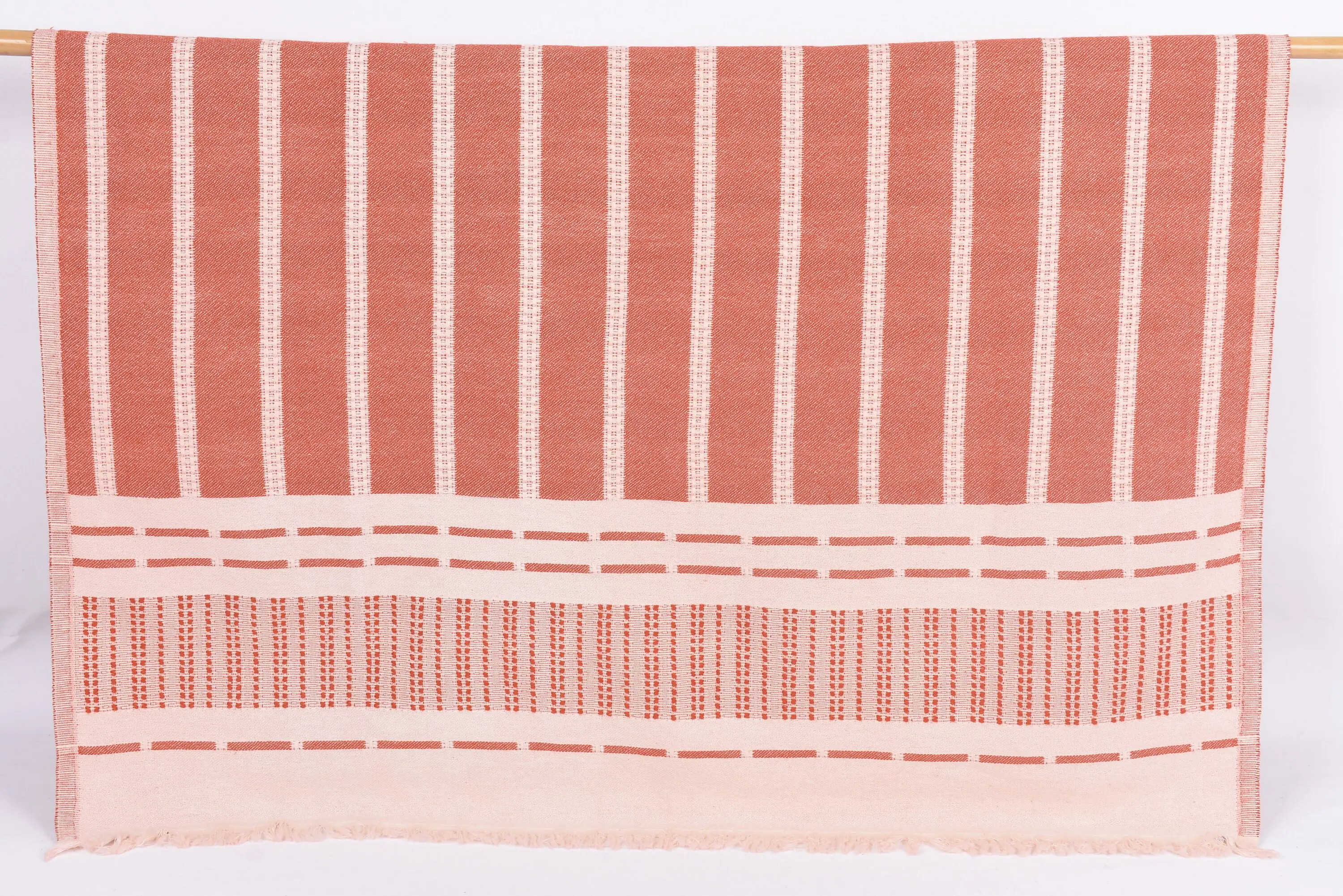 Custom Beach Towel Red Striped Organic Cotton, 67x36 Inches - 1