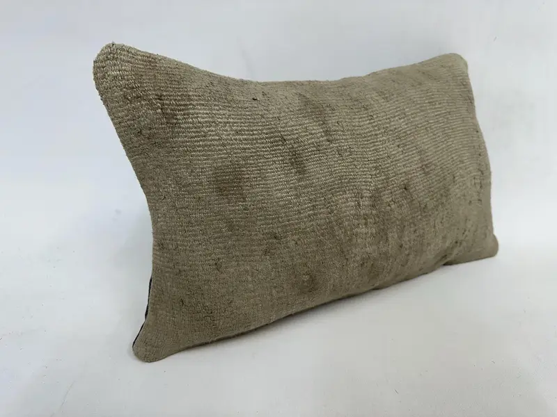 Türk Kilim Yastığı, Retro Atma Yastığı Sham, İç Tasarımcı Yastığı, Kilim Yastığı, 12x20 Kahverengi Yastık Kapağı, Yastık - 3