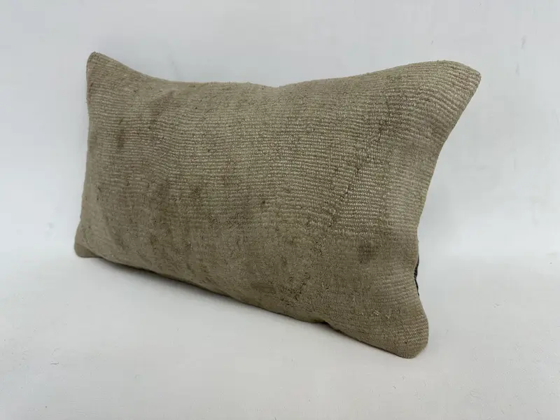 Türk Kilim Yastığı, Retro Atma Yastığı Sham, İç Tasarımcı Yastığı, Kilim Yastığı, 12x20 Kahverengi Yastık Kapağı, Yastık - 4