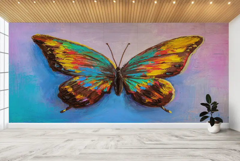 モダンな抽象的な蝶の壁紙：どんな部屋にもカラフルなプリント装飾