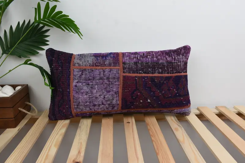 Turkish Kilim Pillow, Turkish Pillow, 12x24 Blue Cushion Case, Bohemian Cushion Cushion Case, Pillow Cover, Pastel Pillow Cover, Gift Pillow - 1