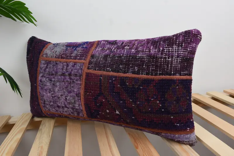 Turkish Kilim Pillow, Turkish Pillow, 12x24 Blue Cushion Case, Bohemian Cushion Cushion Case, Pillow Cover, Pastel Pillow Cover, Gift Pillow - 5