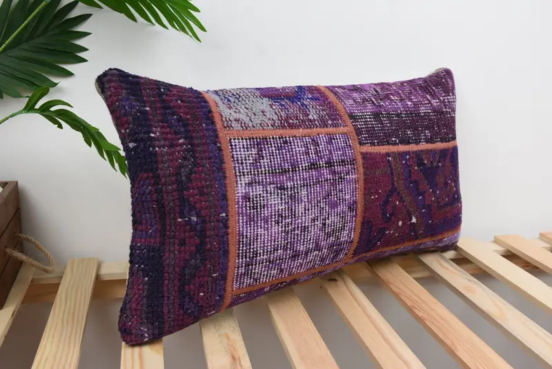 Turkish Kilim Pillow, Turkish Pillow, 12x24 Blue Cushion Case, Bohemian Cushion Cushion Case, Pillow Cover, Pastel Pillow Cover, Gift Pillow - 3