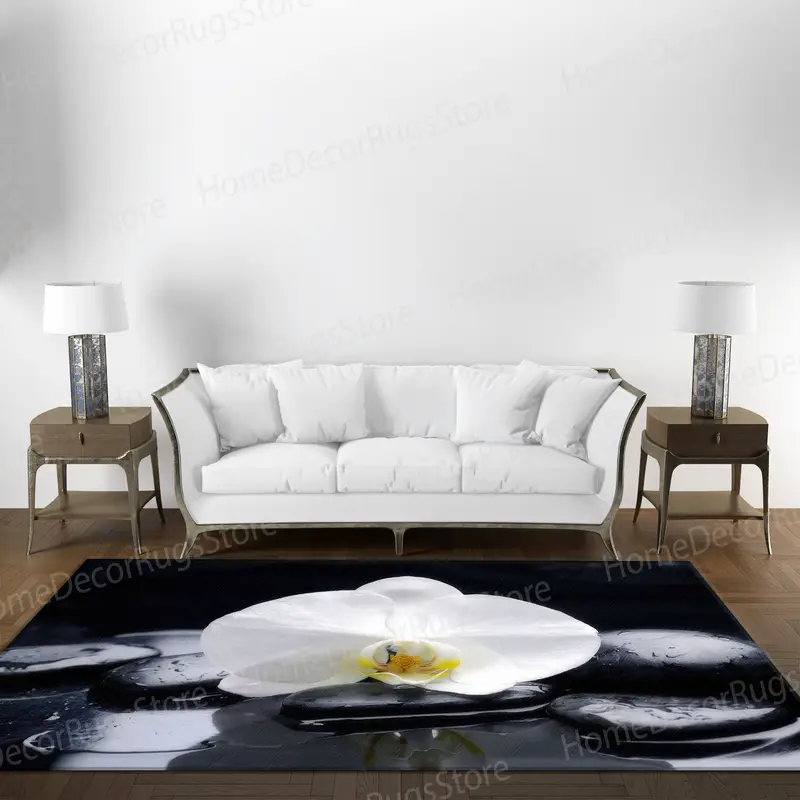 Bedruckter Teppich „Orchid Spa Stones“: Moderne Eleganz für Ihr Zuhause