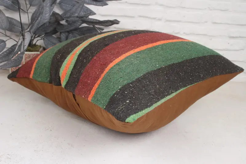 Wholesale Cushion Case, Handmade Rug Seat Pillow Case, Vintage Pillow, Boho Pillow Sham Cover, Cushion, 20x20 Green Pillow Sham, Kilim Pillow Cover - 7
