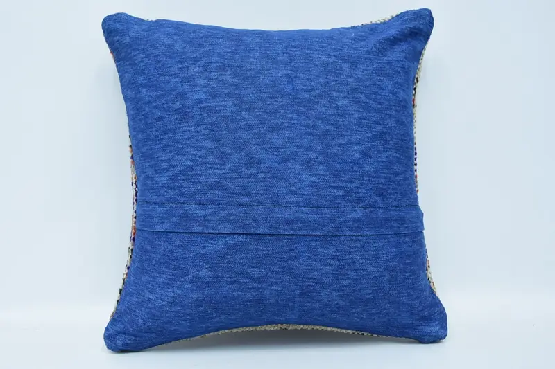 Throw Kilim Pillow, Hippie Throw Pillow, Home Decor Pillow, 16x16 Blue Pillow Case, Pillow Cover, Shabby Chic Pillow, Vintage Kilim Pillow - 7