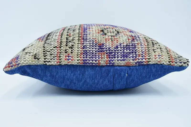 Throw Kilim Pillow, Hippie Throw Pillow, Home Decor Pillow, 16x16 Blue Pillow Case, Pillow Cover, Shabby Chic Pillow, Vintage Kilim Pillow - 5