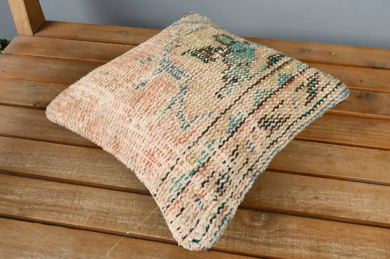 Kilim Pillow, Interior Designer Pillow, Antique Pillows, Cushion, Nautical Throw Cushion Case, Southwestern Pillow Sham, 12x12 Orange Pillow Cover - 2