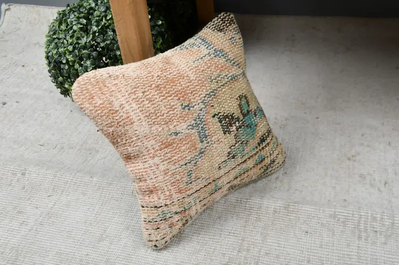 Kilim Pillow, Interior Designer Pillow, Antique Pillows, Cushion, Nautical Throw Cushion Case, Southwestern Pillow Sham, 12x12 Orange Pillow Cover - 7