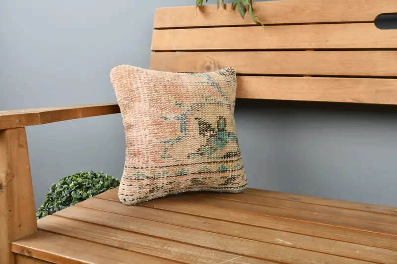 Kilim Pillow, Interior Designer Pillow, Antique Pillows, Cushion, Nautical Throw Cushion Case, Southwestern Pillow Sham, 12x12 Orange Pillow Cover - 1