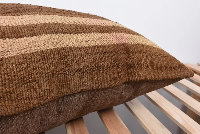 Cotton Pillow, 20x28 Brown Cushion Case, Pillow Cover, Kilim Cushion Sham, Ethnical Kilim Rug Pillow, Sustainable Pillow, Turkish Kilim Pillow - 7