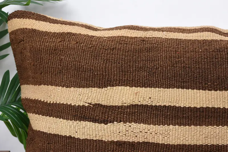 Cotton Pillow, 20x28 Brown Cushion Case, Pillow Cover, Kilim Cushion Sham, Ethnical Kilim Rug Pillow, Sustainable Pillow, Turkish Kilim Pillow - 2
