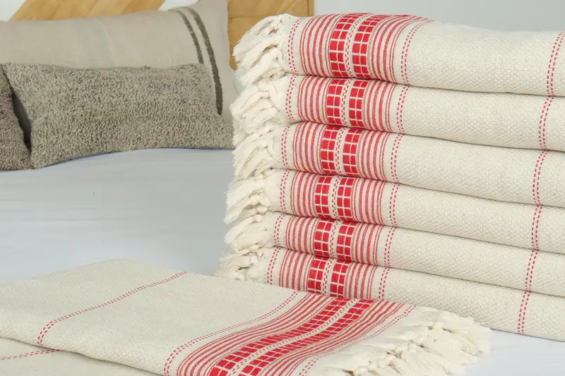 Decorative Blanket, Family Gift Basket, Organic Beach Blanket, Throw Blanket, 96x94 Linen Striped Towel, Wedding Shower Gift, Boho Throw Blankets - 3