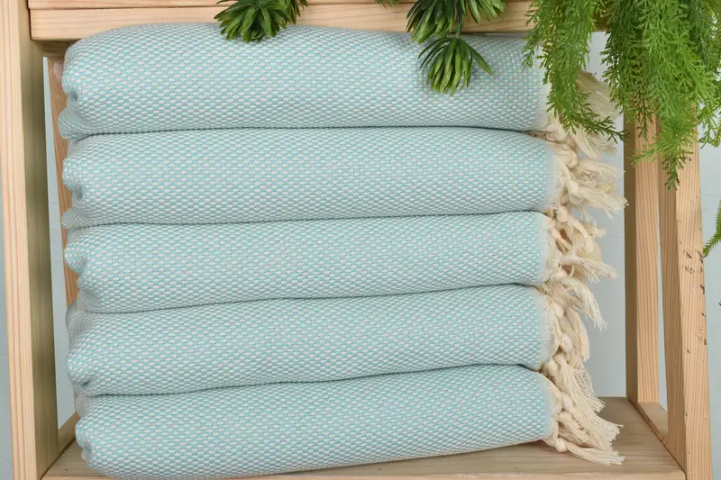 Wedding Gift Polka Dot Dish Towel Mint Cotton Hand Towel, 18x36 Inches