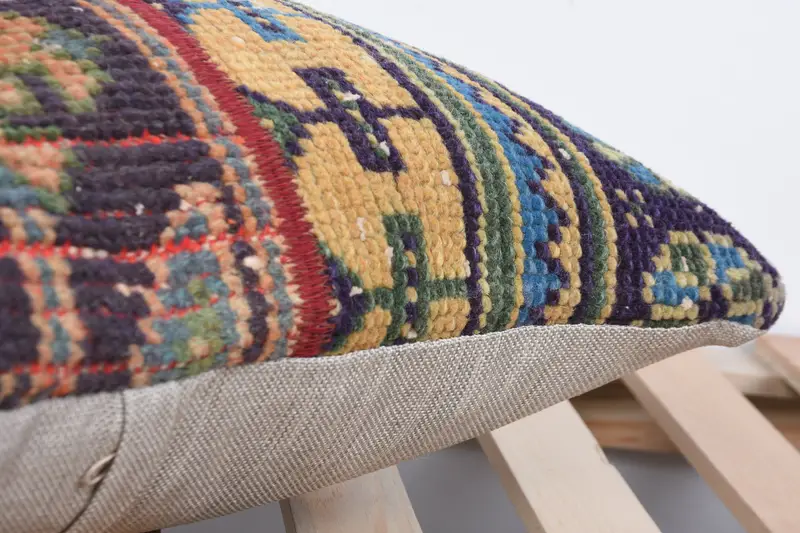 16x16 Orange Pillow, Garden Cushion Case, Pillow, Boho Pillow Sham Cover, Colorful Cushion, Throw Kilim Pillow, Vintage Kilim Throw Pillow - 7