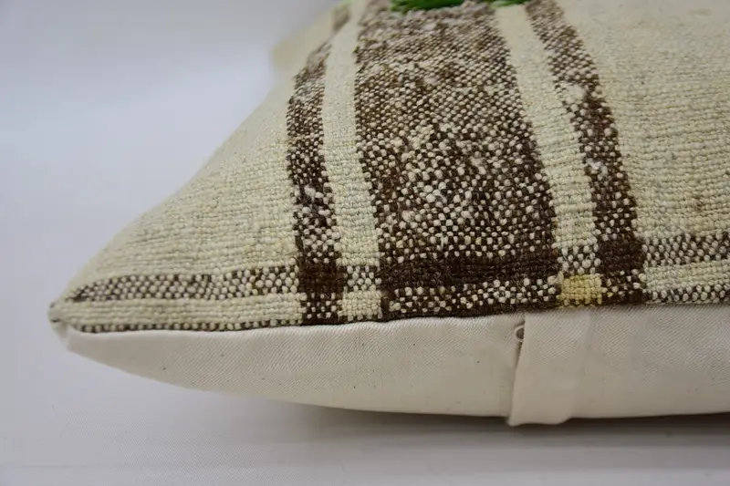 Turkish Kilim Pillow, Boho Pillow Sham Cover, Garden Pillow Case, 16x24 Beige Pillow Cover, Cushion, Vintage Pillow, Outdoor Throw Pillow Case - 6