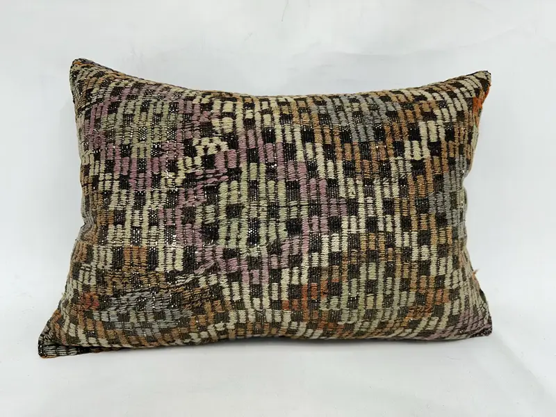 Ethnical Kilim Rug Pillow, Vintage Pillow, Pillow for Couch, 20x28 Orange Cushion, Cozy Throw Cushion Case, Cushion Cover - 1