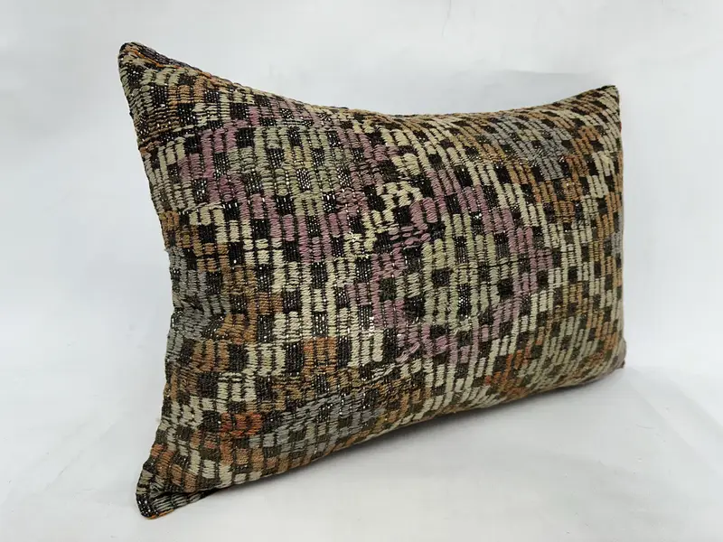 Ethnical Kilim Rug Pillow, Vintage Pillow, Pillow for Couch, 20x28 Orange Cushion, Cozy Throw Cushion Case, Cushion Cover - 3