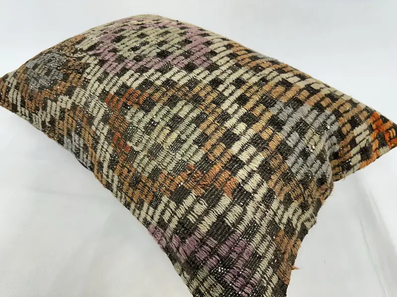 Ethnical Kilim Rug Pillow, Vintage Pillow, Pillow for Couch, 20x28 Orange Cushion, Cozy Throw Cushion Case, Cushion Cover - 6