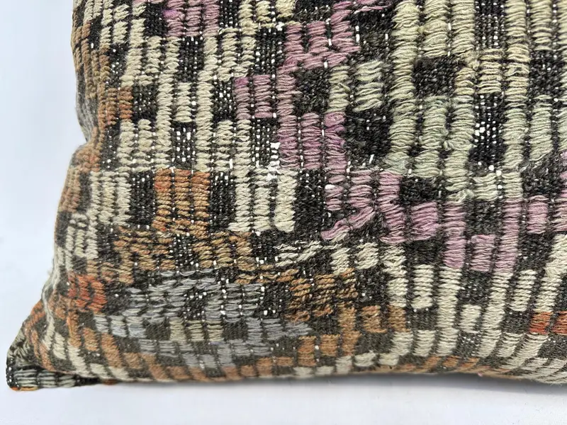 Ethnical Kilim Rug Pillow, Vintage Pillow, Pillow for Couch, 20x28 Orange Cushion, Cozy Throw Cushion Case, Cushion Cover - 2