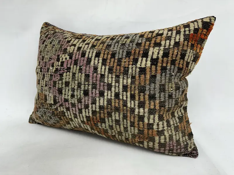Ethnical Kilim Rug Pillow, Vintage Pillow, Pillow for Couch, 20x28 Orange Cushion, Cozy Throw Cushion Case, Cushion Cover - 4