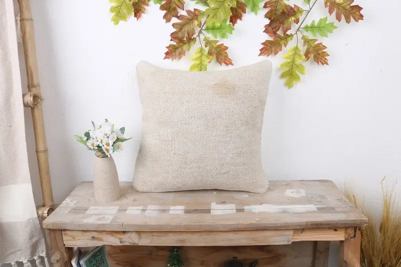 Yoga Cushion Case, Ethnical Kilim Rug Pillow, 16x16 White Pillow Case, Pet Pillow Sham, Pillow Sham, Boho Pillow Sham Cover, Pillow for Couch - 1