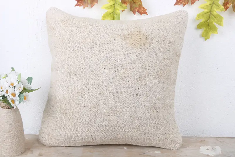 Yoga Cushion Case, Ethnical Kilim Rug Pillow, 16x16 White Pillow Case, Pet Pillow Sham, Pillow Sham, Boho Pillow Sham Cover, Pillow for Couch - 2