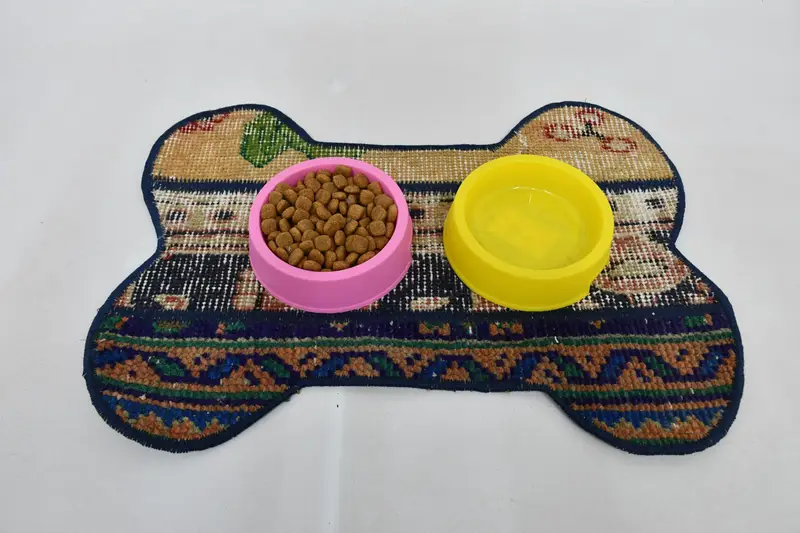 Mantel individual redondo tradicional bohemio, alfombra de lana azul y amarilla