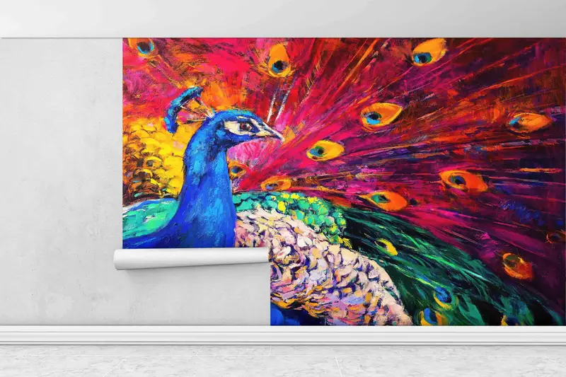Animal Digital Paper, Colorful Peacock Wall Poster, Peacock Wall Decor, Multicolored Peacock Wall Art, Do It Yourself, Wall Decoration, - 1