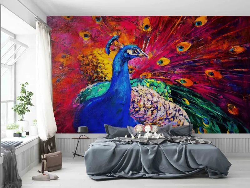 Animal Digital Paper, Colorful Peacock Wall Poster, Peacock Wall Decor, Multicolored Peacock Wall Art, Do It Yourself, Wall Decoration, - 2