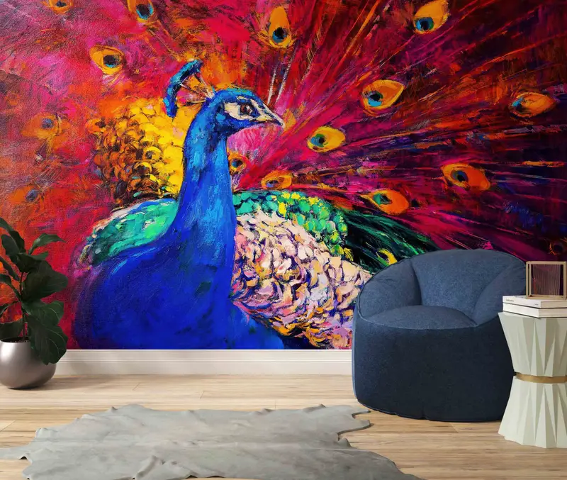 Animal Digital Paper, Colorful Peacock Wall Poster, Peacock Wall Decor, Multicolored Peacock Wall Art, Do It Yourself, Wall Decoration, - 8