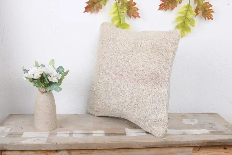 Cushion Case, Throw Kilim Pillow, Vintage Throw Cushion, Interior Designer Pillow, Cotton Pillow Cover, 14x14 White Pillow Cover, Kilim Cushion Sham - 4