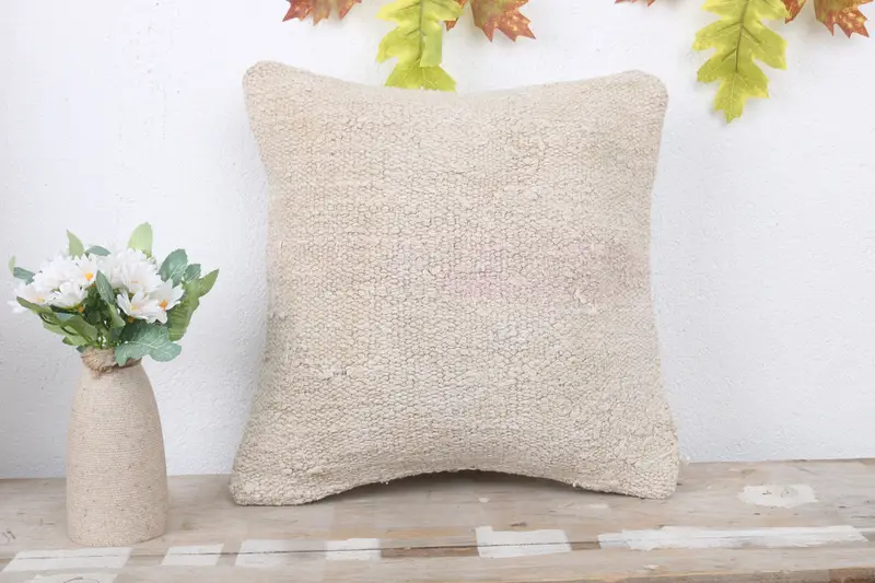 Cushion Case, Throw Kilim Pillow, Vintage Throw Cushion, Interior Designer Pillow, Cotton Pillow Cover, 14x14 White Pillow Cover, Kilim Cushion Sham - 2
