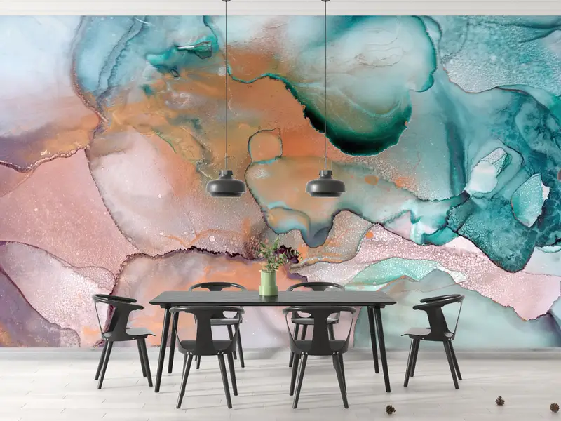 Bright Wall Paper, Custom Wall Paper, Contemporary Wall Paper, 3d Wall Paper, Green And Pink Marble Wall Art, Green Marble Wall Poster, - 10
