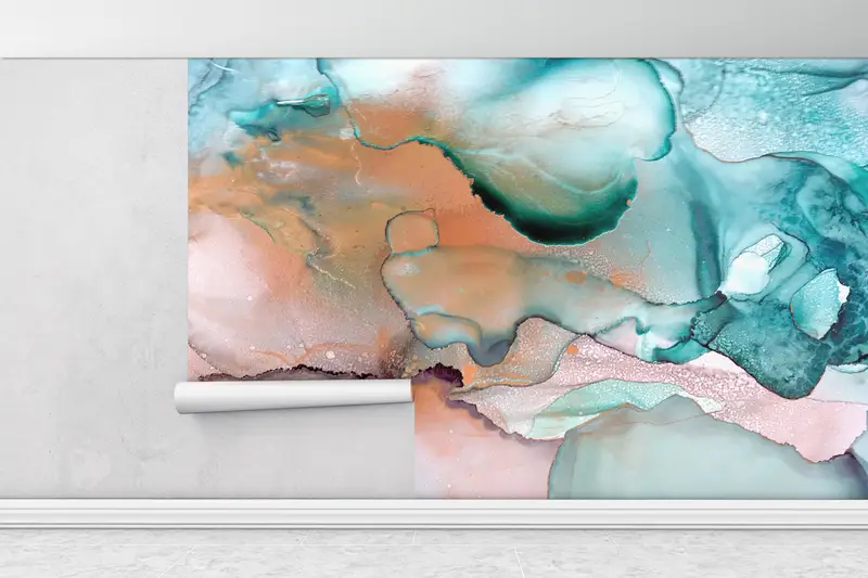 Bright Wall Paper, Custom Wall Paper, Contemporary Wall Paper, 3d Wall Paper, Green And Pink Marble Wall Art, Green Marble Wall Poster, - 9