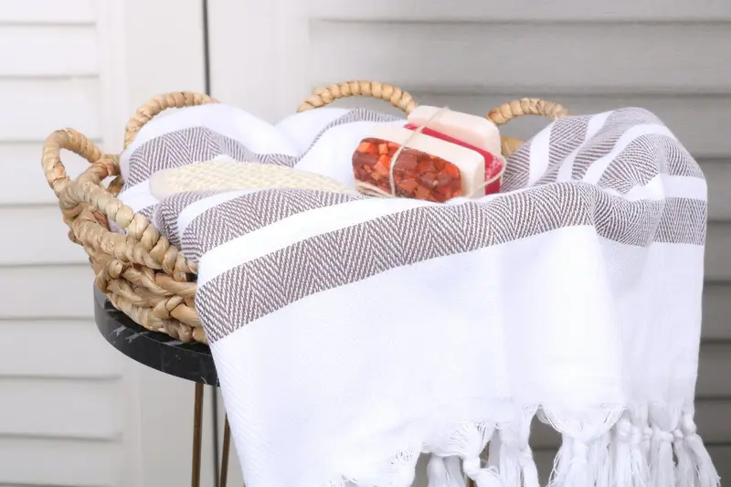 Luxury Turkish peshtemal beach towel, Organic towel, Best Friend Gift, Summer Gift, Organic Cotton Towel, Bride Gift, 70x40 Cotton Herringbone Towel - 2