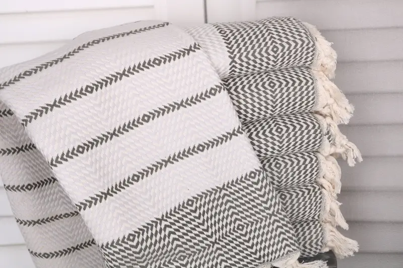 Boyfriend Gift Personalized Turkish Towel Dark Green-Gray 40x79 Inches