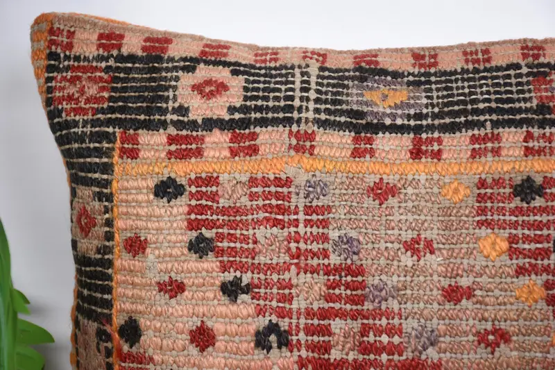 Boho Chic Cushion Case, Turkish Pillow, Garden Cushion Case, Pillow Cover, 16x16 Red Pillow Cover, Kilim Pillow, Interior Designer Pillow - 2