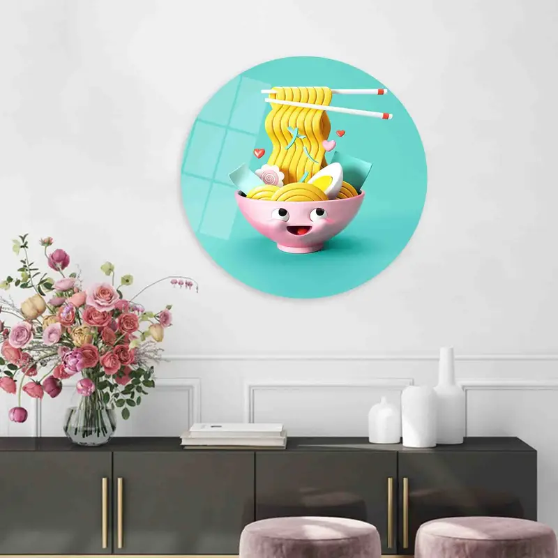 芸術的なミント ラーメン ヌードル キッチン キャンバス プリント - かわいい装飾